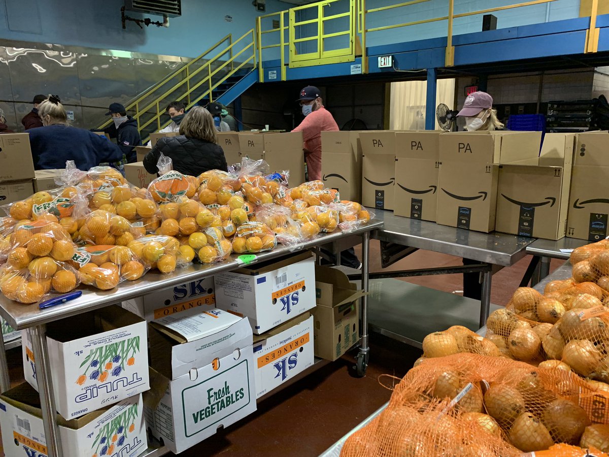 aislingmkerr's tweet photo. Almost 400 boxes of produce assembled at @BostonSchools Central Kitchen today to be distributed to Boston Housing Authority residents before the weekend, supported by @Gr8BosFoodBank and with helping hands from @MetroBTC. Team effort to support @CityOfBoston #COVID19 food access https://t.co/6ZXSLyxvxH