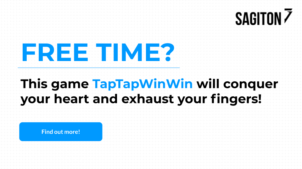 SagitonDev's tweet photo. Free time? ☀️ This game TapTapWinWin will conquer your heart and exhaust your fingers! --> https://t.co/WDYMeFBwju

#Sagiton #softwarehouse #development #MarTech #Cybersecurity #RAD #Lean #App #Mobile #Web #MVP #UX #UI #CX #Business https://t.co/GyZHs4jk7Q