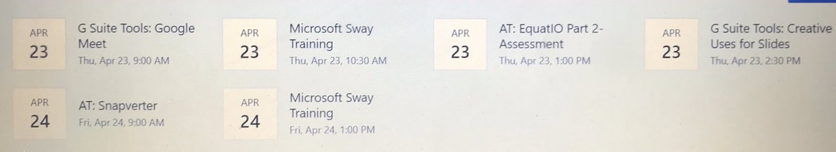 Hey <a href="/TVDSB/">Thames Valley DSB</a> educators! Learn @ Home live PD sessions are up for next week, bit.ly/2XHMkPB No need to register just join in @ the scheduled time! <a href="/SpecialEd_TVDSB/">SpecialEd_tvdsb</a> <a href="/TVDSBAT/">TVDSBAT</a> <a href="/rferrara10/">Roseanne Ferrara</a>
