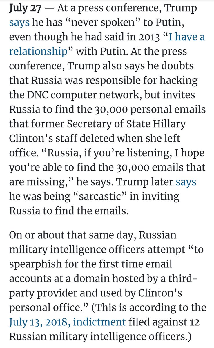 7/27/16 was a big day.Morning Trump Press Conference with *the* Russia soundbite.Evening campaign rally where Trump said Hillary would turn the US into Venezuela w/socialism.Within hours of Trump's request Russia started trying to break into Hillary's personal server.