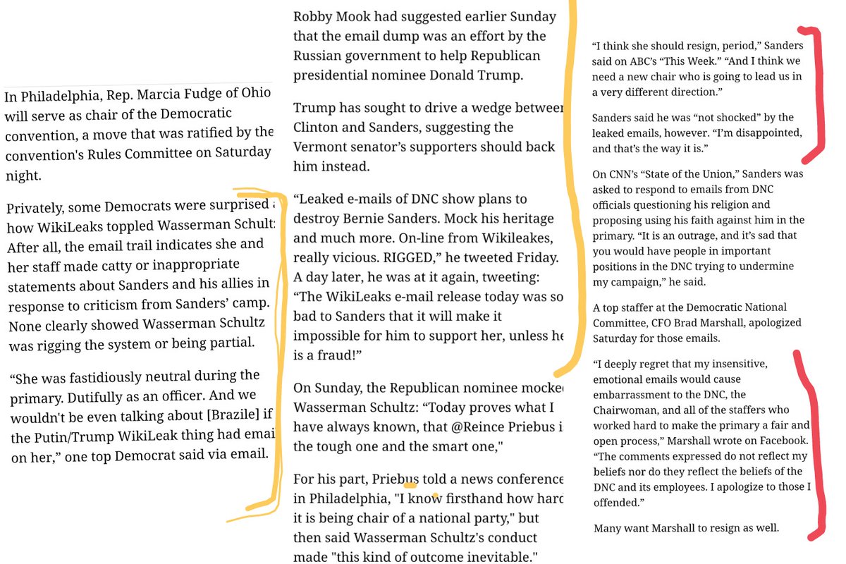 7/24: Debbie Wasserman Schultz will resign as head of DNC after Sanders calls for her to step down due to leaked emails. Hillary's campaign says emails were leaked by Russia to elect Trump 7/25-28: Dem Nat'l Conv. is a mess because of Bernie/Wikileaks  https://www.theguardian.com/us-news/2016/jul/24/debbie-wasserman-schultz-resigns-dnc-chair-emails-sanders