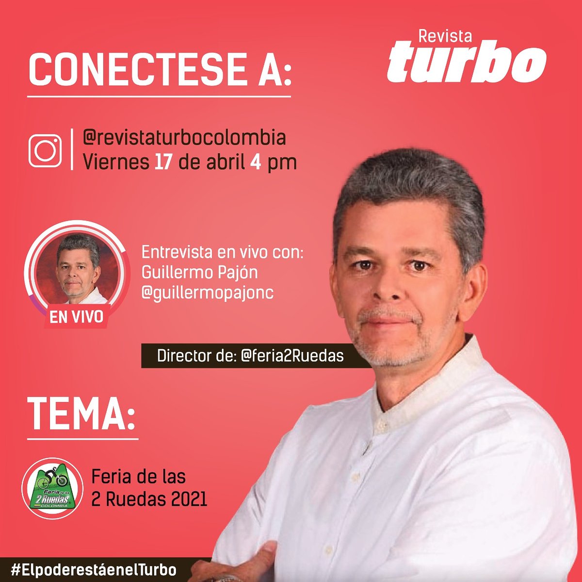 Hoy compartiremos la afectación de la pandemia en la industria de las motos y <a href="/feria2ruedas/">Feria de las 2 Ruedas Colombia</a> invitados por la <a href="/revistaturbo/">Revista Turbo</a> a las 4:00pm