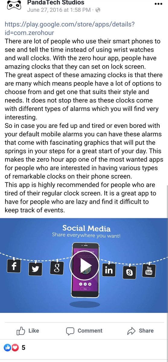 Searching for that ID led me to PandaTech Studio's FB page. They have announcements for the Zerohour app on 6/16/16 & 6/27/16. It's a boring looking app that changes how your phone clock looks.The 4 people who "liked" the 2nd FB post? They are regular looking people in India.