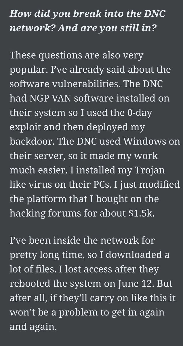 What else was going on around the time Yuri finished his "Zerohour" app on 6/13?6/8: DCLeaks created6/12: Crowdstrike "kicked out" CozyBear & FancyBear from the DNC servers6/14: News of the hack went public 6/15: Guccifer 2.0's appearance http://thesmokinggun.com/documents/investigation/tracking-russian-hackers-638295