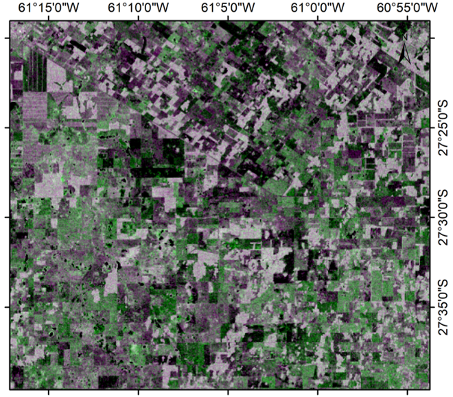 EOMRV's tweet photo. The beautiful landscape of Chaco Argentina with their cotton and cattle fields as seen by Sentinel-1. @the_IDB #PRODAF @UCAR_Agro @NASAHarvest https://t.co/qn6WkXwCeY