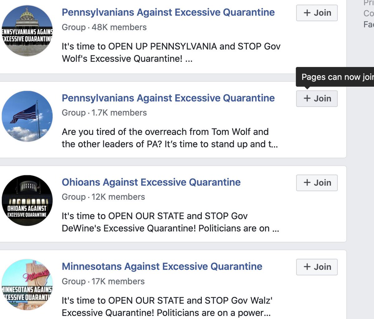 There are many of these 'against excessive quarantine' groups. There's been some reporting on the Michigan one apparently:  https://www.nytimes.com/2020/04/17/us/politics/poll-watch-quarantine-protesters.html