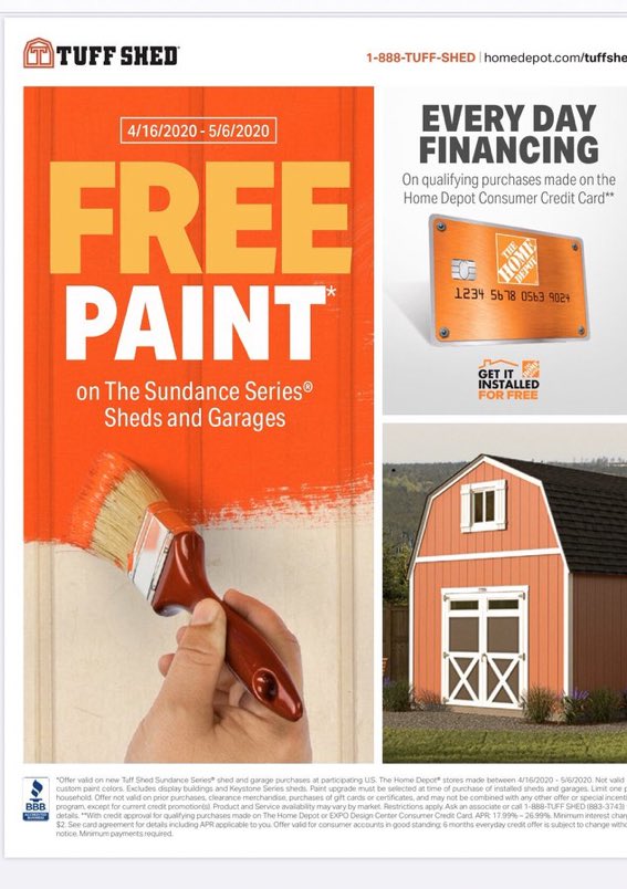 ShedElk's tweet photo. Ready for your Spring Gardening Shed? Or try’n to get the car back in the garage? Enjoy our Free Paint promo with over 30 colors to choose from until May 6th!  #GardenersWorld #gardeningtips #home #spring #plant20 #HomeDepot #Shed https://t.co/8Bc0bavdH8