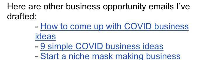 dbonner1987's tweet photo. This email source was quickly unfollowed. Don’t do this! “Niche mask making” is not smart and neither is monetising on a pandemic. https://t.co/yPDkwU453c