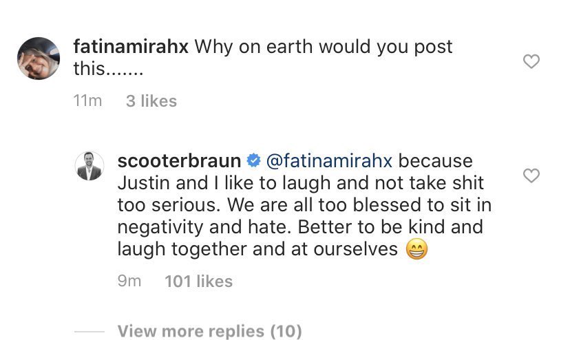 Rather than address ANY of this, Scooter Braun proceeded to share an INCREDIBLY DISTURBING meme making light about sex trafficking. He then defending it by saying he found the topic humorous. This post also followed Justin posting pics of babies to promote his sex song “Yummy”