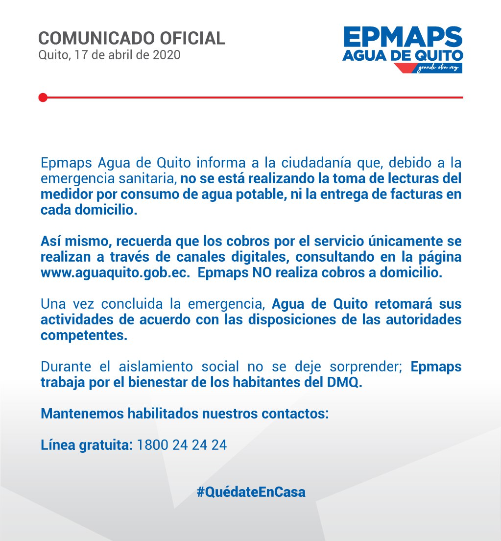 Epmaps On Twitter Aguadequito Informa A La Ciudadania Que No