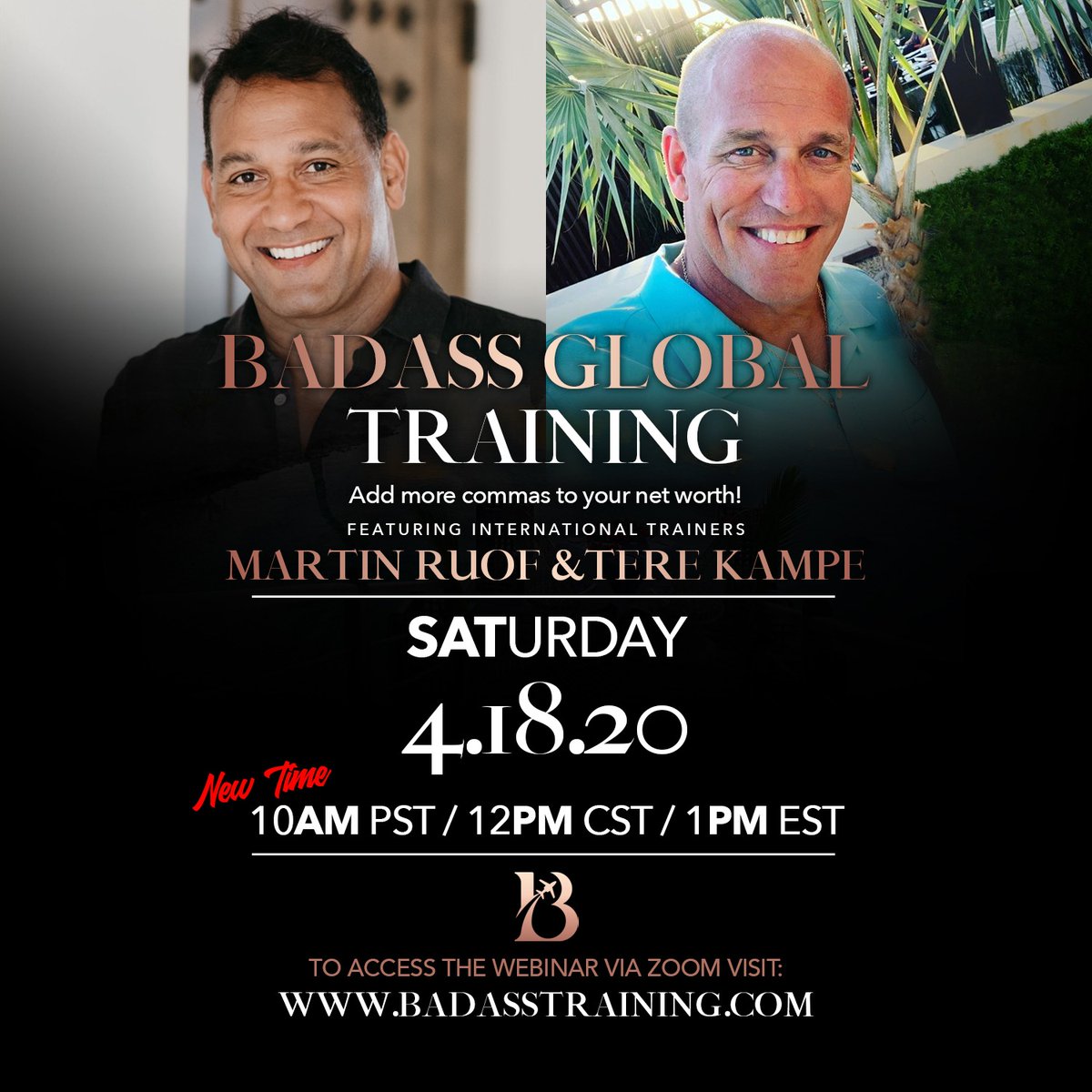 iminfinity00's tweet photo. 🔔 Saturday Training 4/18
⏰ 10am pst / 1pm est
🗣 Martin Ruof - Tere Kampe 
🖥 https://t.co/VMNOhYdguF
#ImIN ∞ https://t.co/xHINzmzdf2