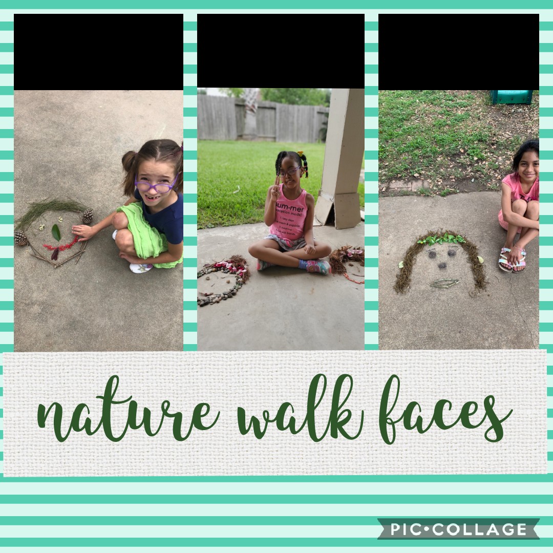 LSmithsclass801's tweet photo. Today, I asked my kiddos to go on a nature walk and collect things they find outside to create a face. I love what some of them came up with. @RhoadsRockets https://t.co/0KCbx2bI8f
