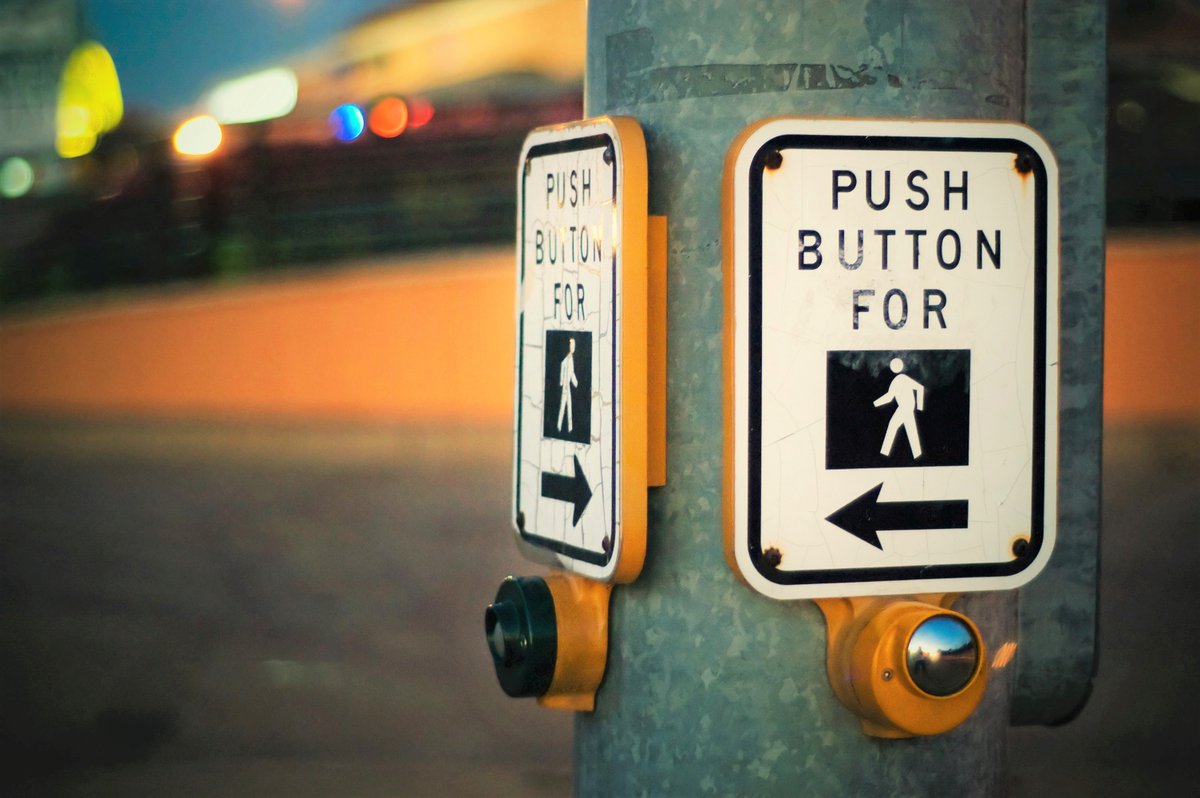 Pedestrian crosswalk buttons in the downtown area are now automated to help reduce the spread of COVID-19. Users will no longer need to push the button to activate the signal. Locations with this benefit will have signage. #NewWest.