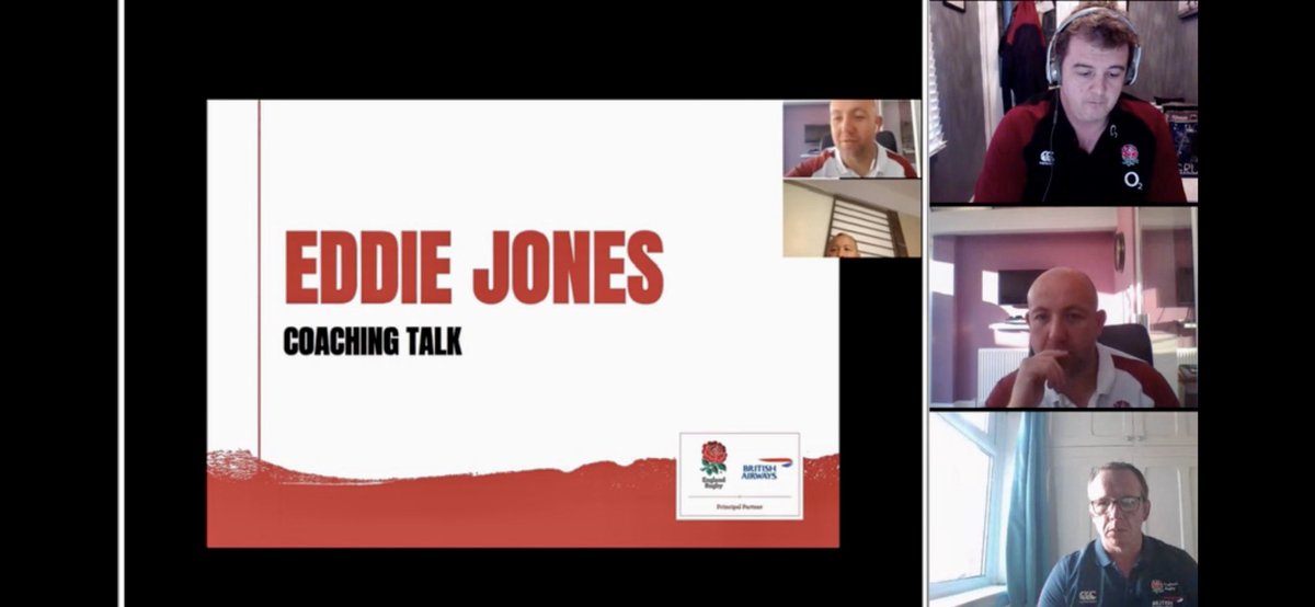 jkrugbycoaching's tweet photo. Inspiring webinar with Eddie Jones tonight - fantastic opportunity to listen to one of the best coaches out there π π π₯ thank you @RFU_GameDev lots of π and takeaways π€ π #continouslearningprocess #constraints #empowerment https://t.co/lvtQD9GgYk