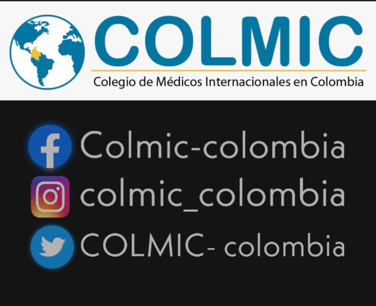 ColmicColombia's tweet photo. Somos el colegio de médicos internacionales en Colombia 🇨🇴 Siguenos en nuestras redes 
 En Facebook 
@Colmic-colombia  
Instagram @colmic_colombia 
Y twitter @ColmicColombia https://t.co/ujwPwr2gjK