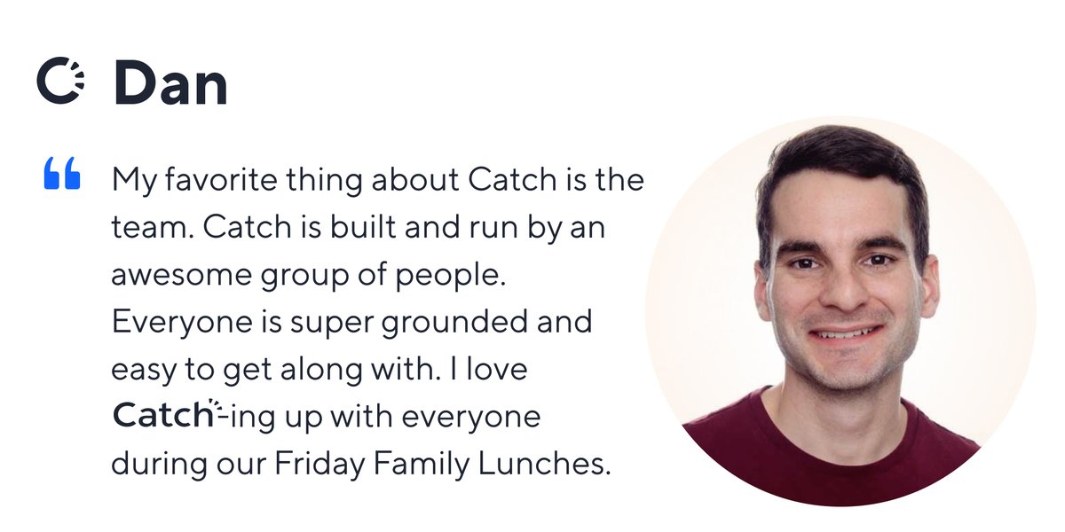 CatchBenefits's tweet photo. Curious who helps us keep finances in check? Meet Dan👋our FinOps lead! He's been doing all things finance & operations since July '19. He keeps the purse strings tight and remains a trusted go-to for everyone. We're proud to have Dan in our Catch fam! #CatchAtWork #CatchTeam https://t.co/xn5GpgOfw7