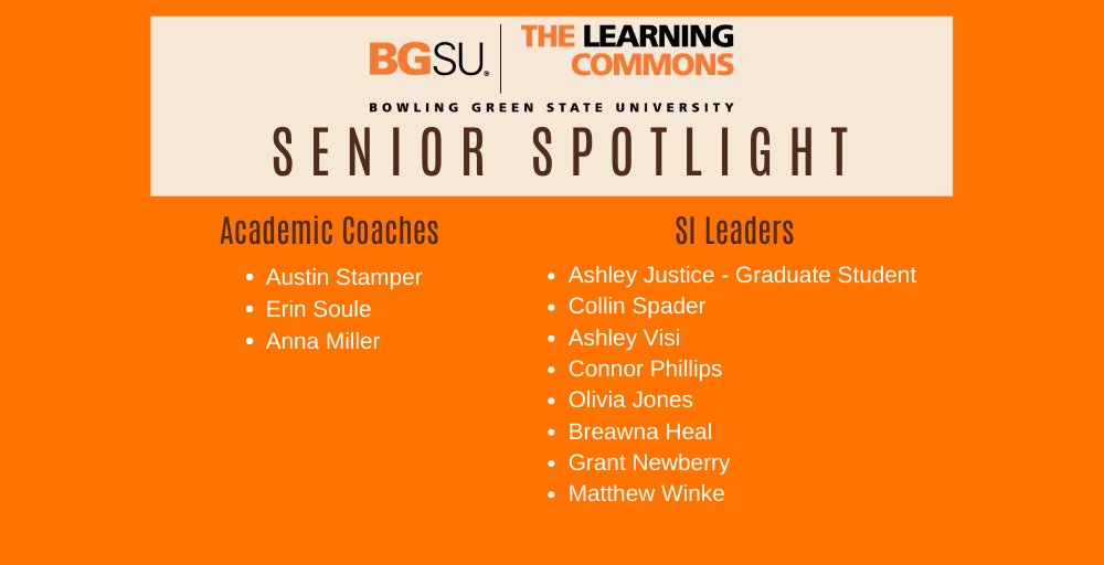BGSULibraries's tweet photo. Rounding out #nseaw congratulations to The Learning Commons student employees graduating. Thank you for your hard work. #BGSULibraries https://t.co/vedfY75vvi