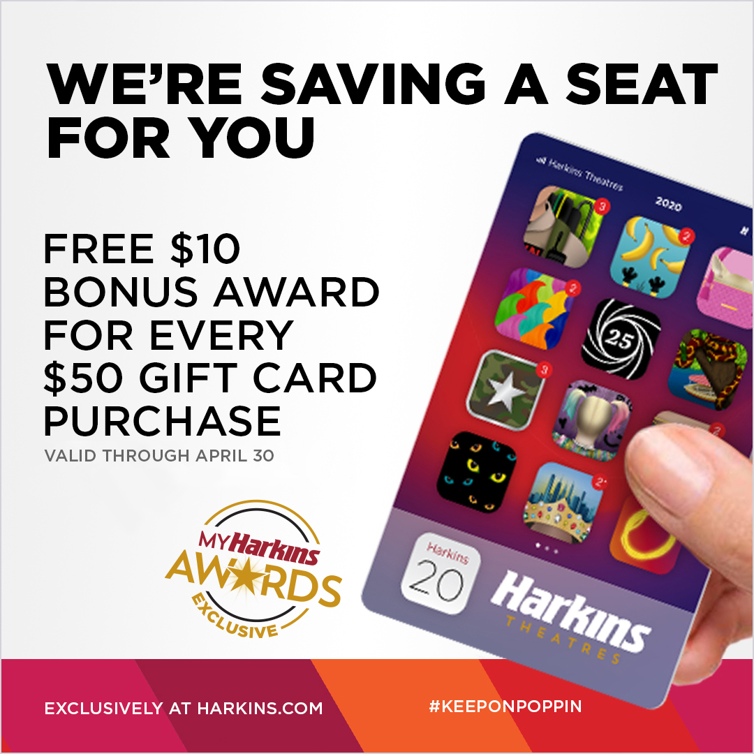 Harkins Theatres On Twitter: To Thank Our My Harkins Awards Members For  Their Support, We're Offering A $10 Bonus Award For Every $50 Gift Card  Purchase. We Can't Wait To Provide The