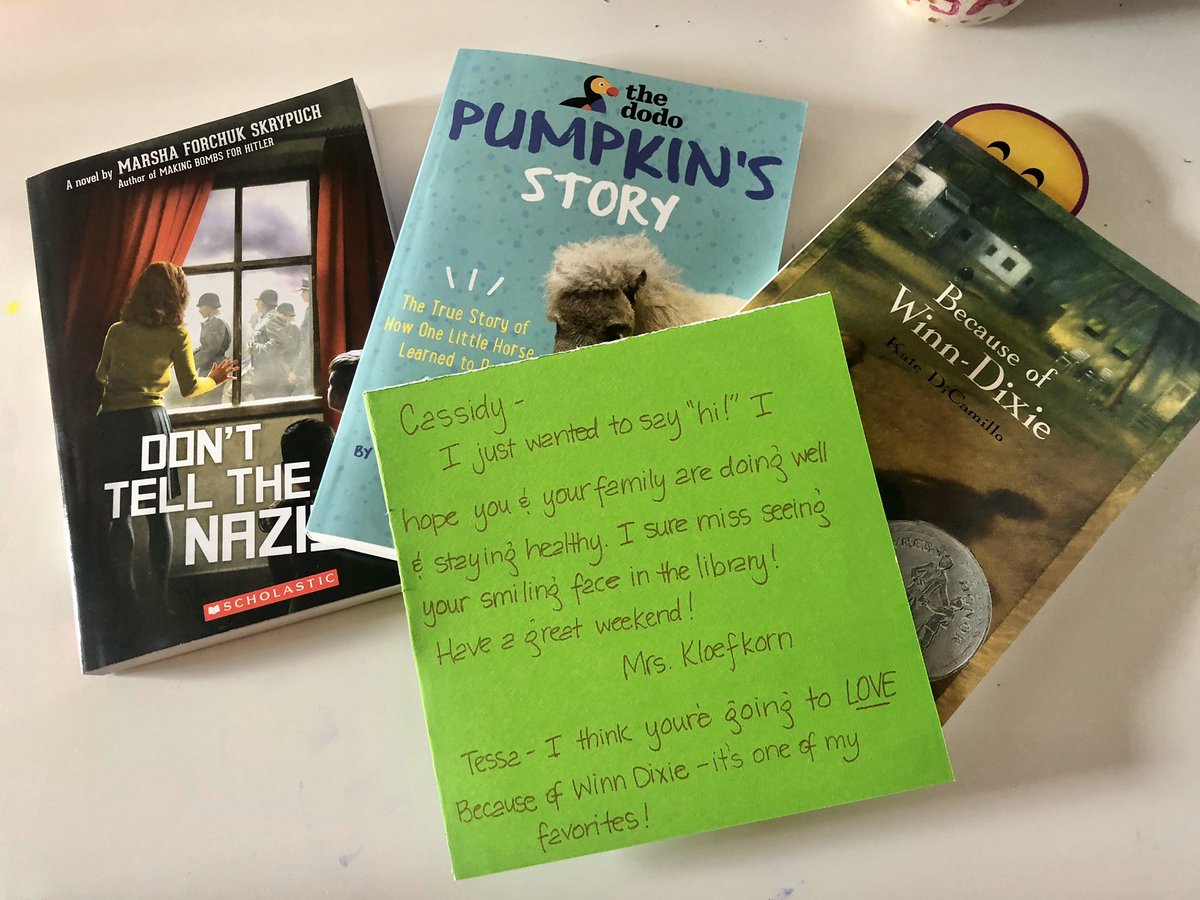 mrsmartin259's tweet photo. Huge shout out to the librarian at @USD265Discovery for dropping these books off at our door for my fifth grader AND her little sister from @USD265_Explorer. Totally above and beyond the call of duty and my girls are giddy with excitement to get reading! Thank you!! https://t.co/JaXHcdAAcW
