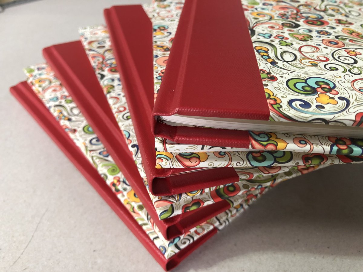 bindingrepairs's tweet image. Hand made notebooks - Stitched Paradigm Cliche archival paper, mill board cases covered in quarter Heritage buckram with Rossi paper sides. sycamorebookbinding.co.uk @rossi1931paper @RatchfordFJ