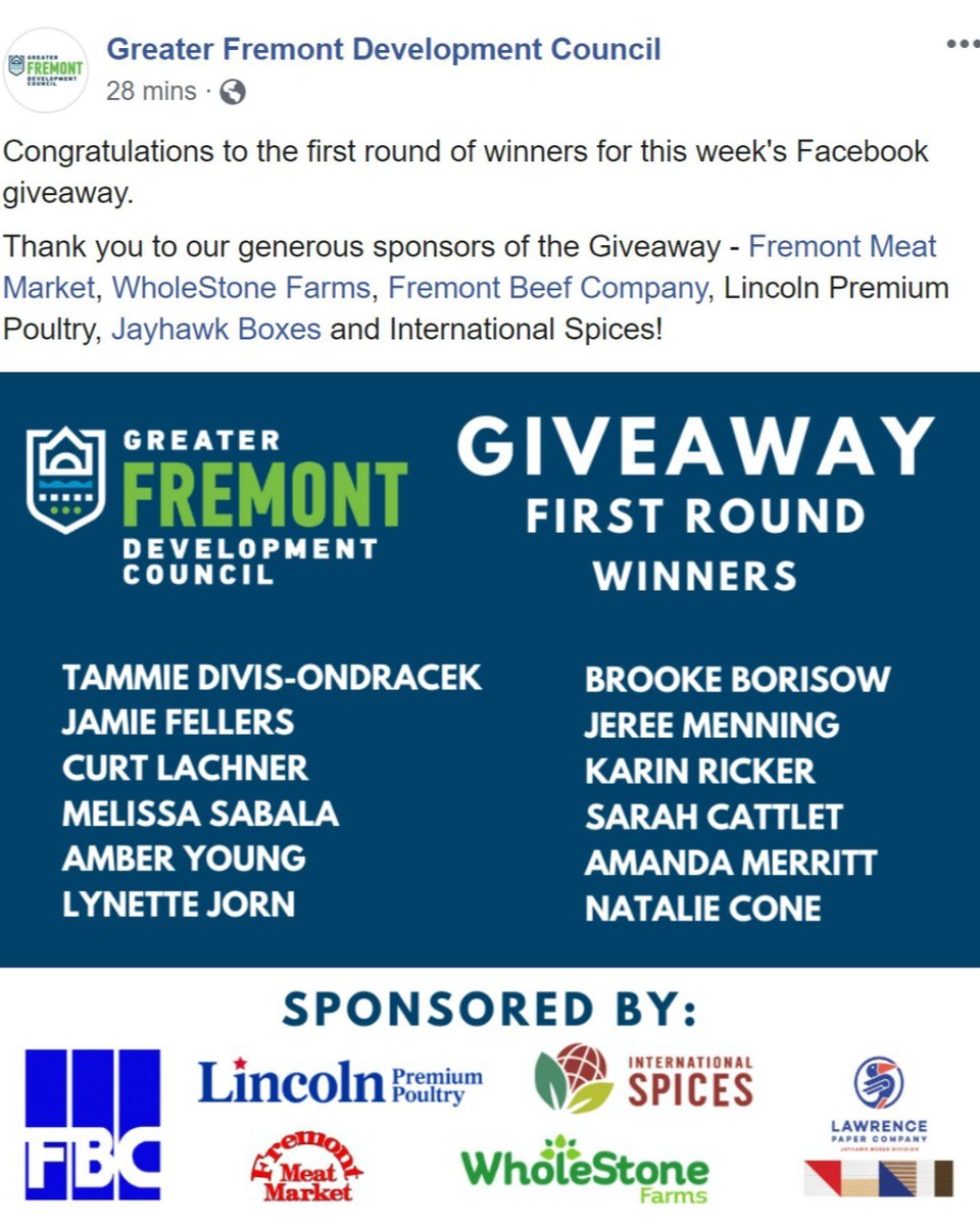 CONGRATULATIONS. We appreciate our partnership with them and enjoy supporting our local community in any way that we can! #LincolnPremiumPoultry #CONGRATULATIONS #WeCare #Giveaway