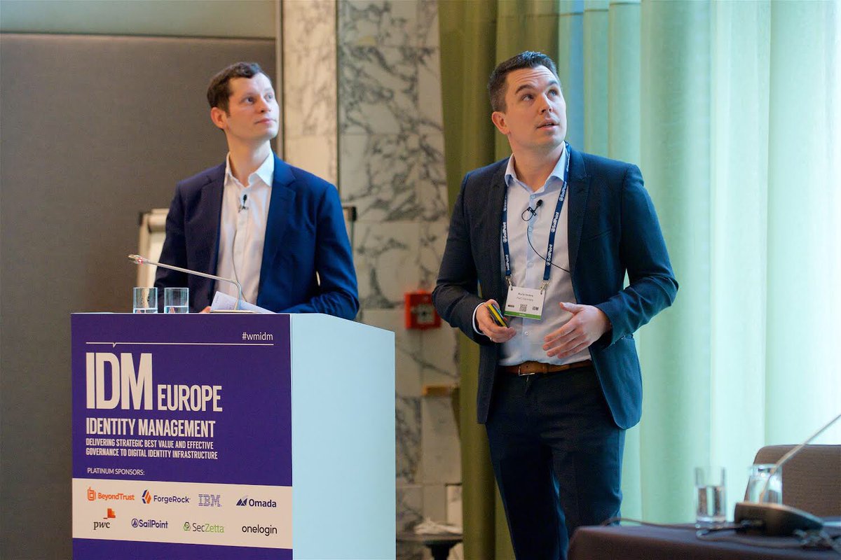 moritz_anders's tweet photo. It has been more than 5 weeks, now that the last #identity conference has been taken place. Here with my colleague Thomas Klir  on stage presenting the „Identity Driven Smart Cyber Defence Center“ @WhitehallMedia  #IDMEurope #CyberSecurity https://t.co/2YNdLLE7dv
