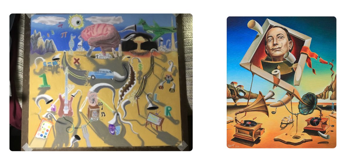 HBR_art's tweet photo. Art Portfolio students @BradleyHS are turning in their “Almost Famous” project today.  Here are the first 2 examples. #Dali #Adams #homemademasterpiece #betweenartandquarantine @columbusmuseum https://t.co/MPu9450noK