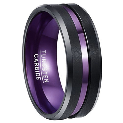 VapeWorld's tweet image. 💥🟡💥 Black Matte Finish Tungsten Carbide Ring with Double Purple Tone shrsl.com/2895p