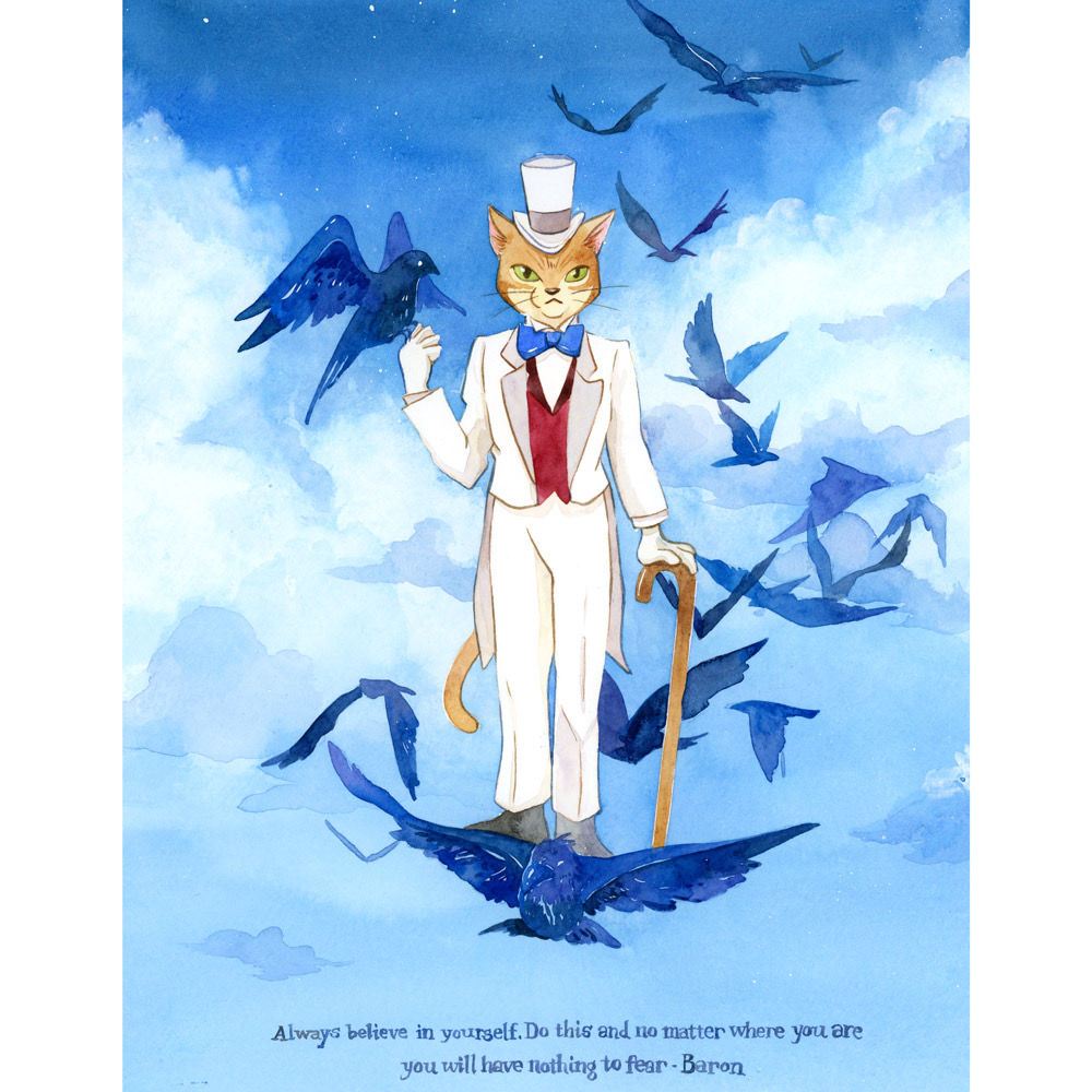 P_loveprints's tweet photo. I finally paint a Baron, thanks for this commission :) #watercolor #catreturns #painting #art #ghibli #baron #cats #commission #studioghibli https://t.co/jGTVIJXpk6