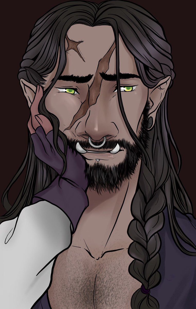 _bonne_justice_'s tweet photo. Uncertainty 

Is Kalen being caressed by his gf, Ireena? Or maybe the demon hes made a deal with is tricking him?! OwO who know?!

Just a quick thing between work
#dnd #curseofstrahd https://t.co/14zvbylsW1