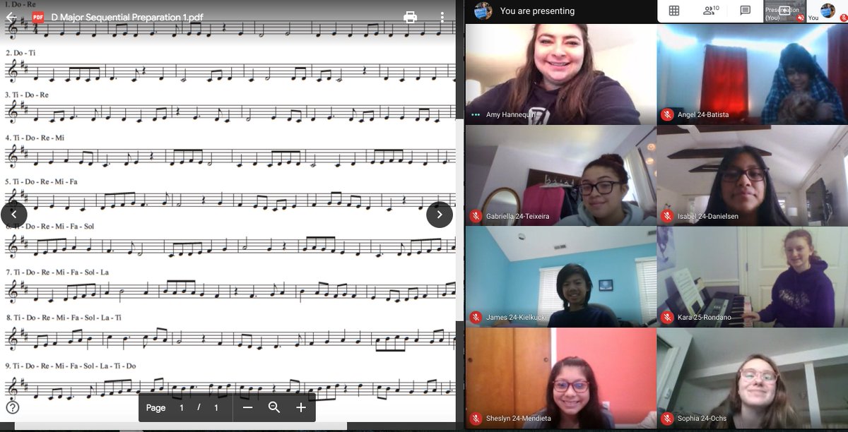 Bethel Middle School Chorus students creating opportunities to advance their skills! This group is an optional Advanced Sight-Reading Enrichment group preparing for Bethel High School! We meet twice a week via Google Meet to continue skill building!