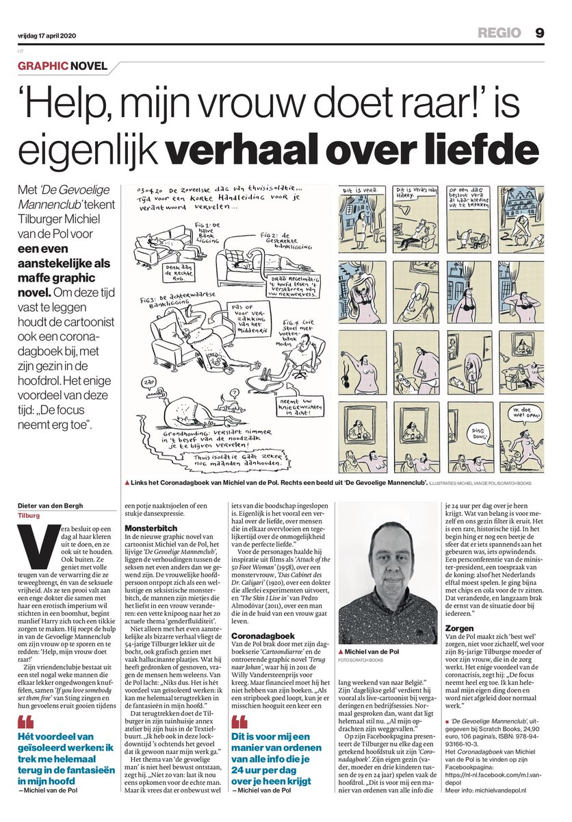 michielvdpol's tweet photo. Leuk artikel vandaag weer in het brabants dagblad over mijn laatste boek de gevoelige mannenclub en over het dagboek dat ik bij houd in deze corona tijden https://t.co/Cg3o5zCUuG