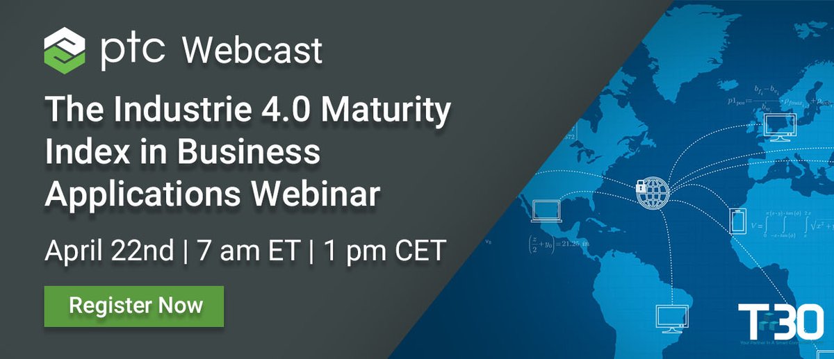 TechThirty's tweet image. Industrie 4.0 is a game-changer for all industrials who want to lead their business into the future!

Join us for The Industrie 4.0 Maturity Index in Business Applications Webinar.

Register here: ow.ly/QhGL50z52Xv
