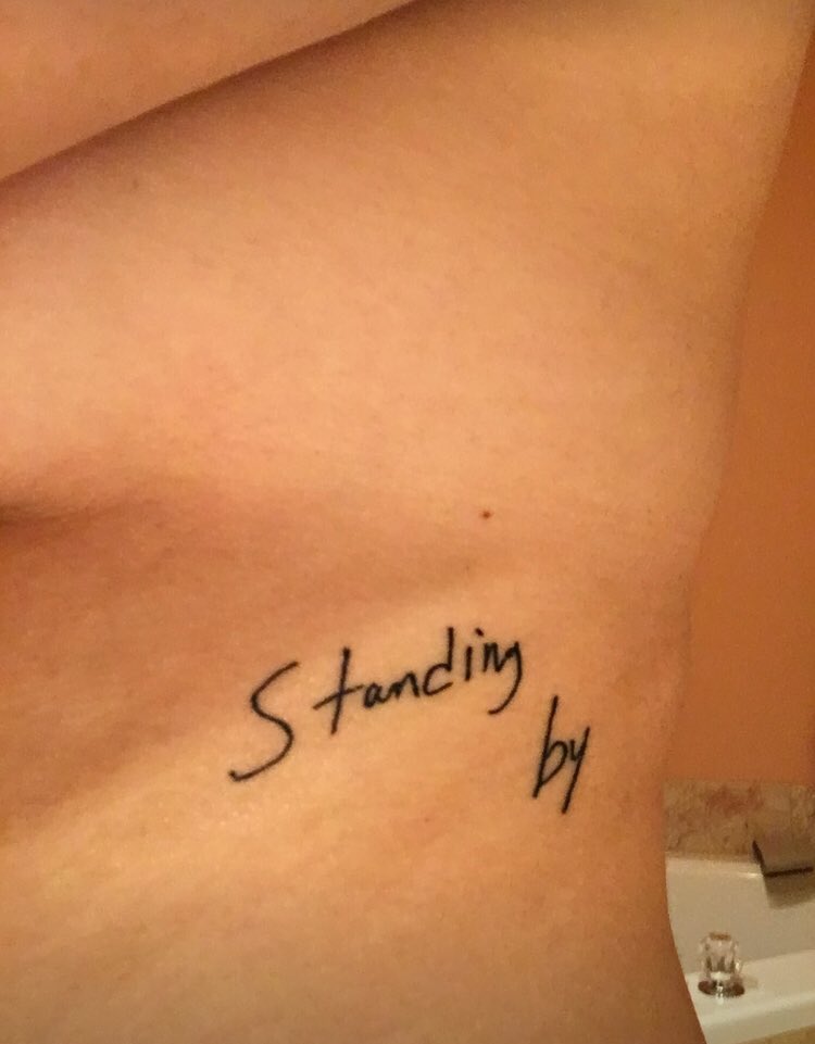 gwen_yeager's tweet photo. @PTXofficial Standing By got me through the death of my girlfriend. This tattoo means everything to me, it’s in @Avi_Kaplan’s handwriting. #PTXVOL3 https://t.co/daWJdIPXTO