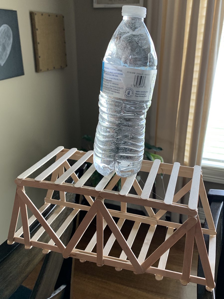 PapioMiddleSTEM's tweet photo. We had a good response from students testing out their bridge designs this week. We love seeing your creativity! Be sure to send us pics of your builds. #stem #bridgechallenge #pmstitans https://t.co/Cz8Yw6X85M