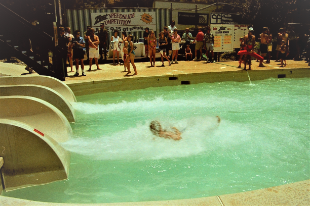 RagingWatersLA's tweet photo. #FlashBackFriday: Did you ever take part in the annual #Speedslide Competitions during the 1980's? #RagingWatersLAMemories while we #Stayathome https://t.co/B2gU3w8xD8