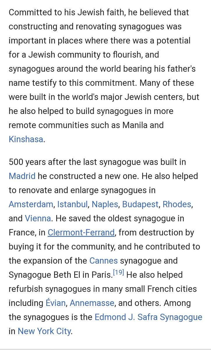 Edmond Safra, banker, synagogue builder and friend of Bronfman, died in 1999 in what was believed to be an arson attack on his Monaco home. Lawrence Lessig, cousin of Jennifer Arcuri was director of the Safra Intitute of Ethics. https://threadreaderapp.com/thread/1031016165865209857.html https://twitter.com/ciabaudo/status/1176179590655610881?s=19
