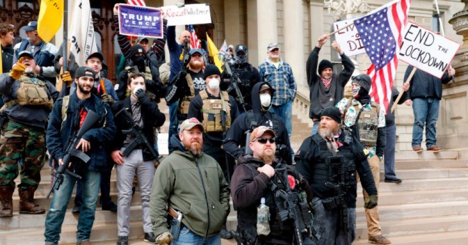 They’ll point to the growing trend of armed white men “protesting” with military weapons and battle gear at town hall meetings, state legislatures, state capitals, in an effort to intimidate lawmakers and subvert our democratic institutions and the will of the electorate.