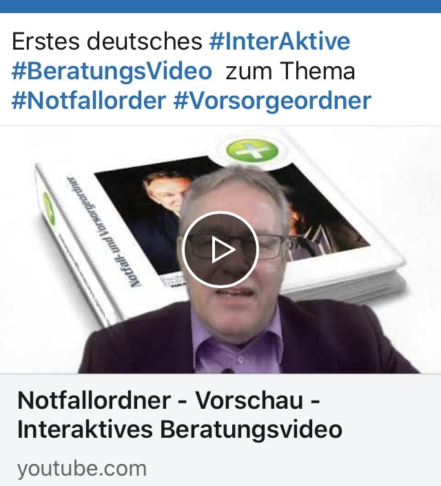 #KI #Künstliche #Intelligenz Deutschlands erstes #InterAktives #BeratungsVideo über den #Notfallordner #Vorsorgeordner - Vorschau youtu.be/pRol2lfD_8g