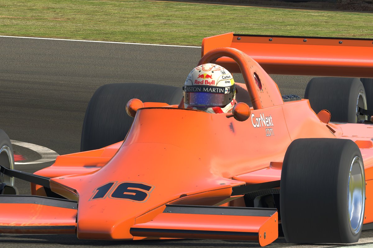 VerstappenCOM's tweet photo. Max Verstappen finished 3rd and 2nd in the 2nd round of 'A Tribute To Motorsport Legends' of 'Real Racers Never Quit' by @TeamRedlineSim It was great fun in the Lotus 79 at Oulton Park 🎮 💪 https://t.co/r1k13Mlefb