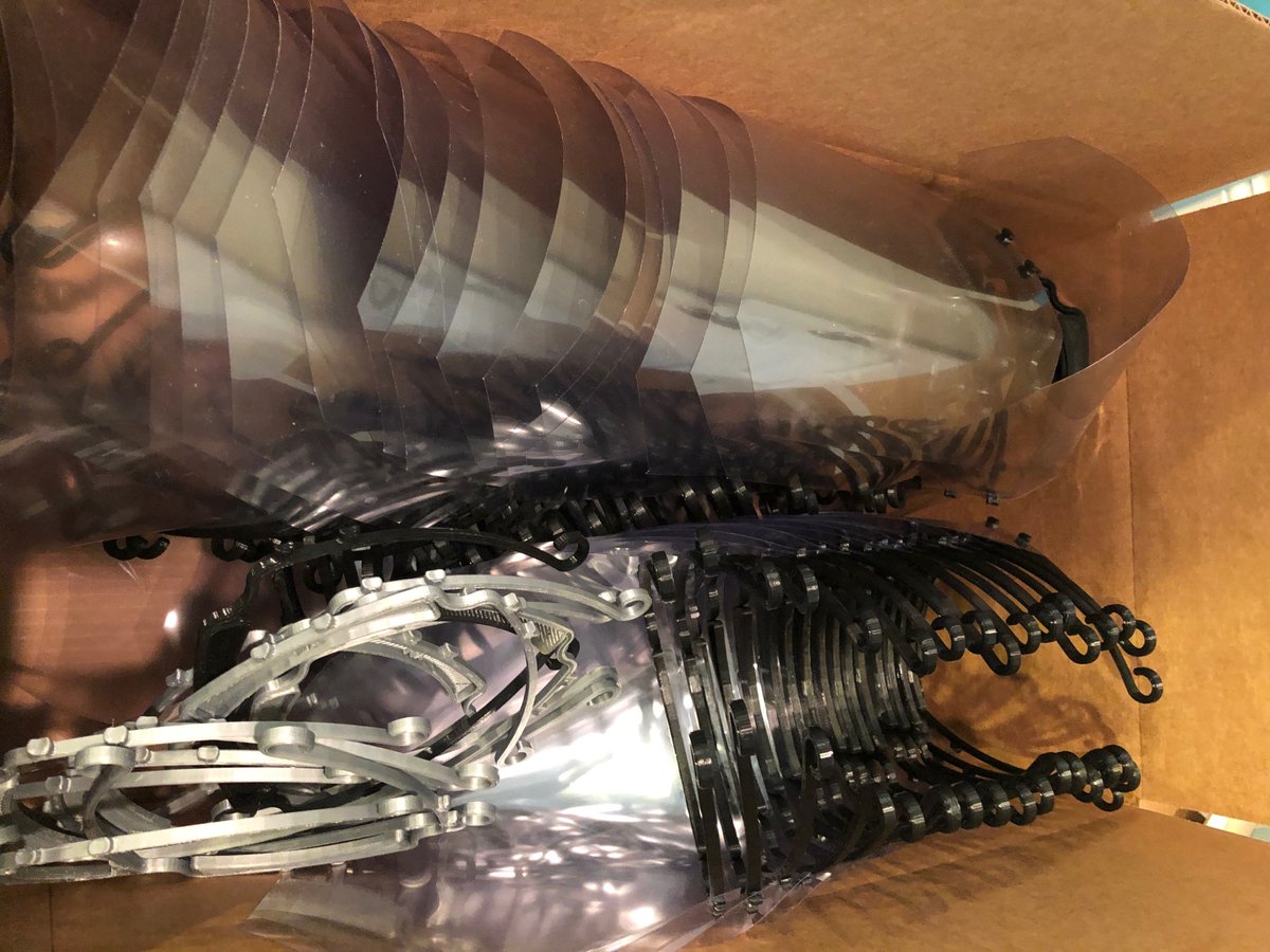 BucksIU22's tweet photo. The Bucks County community is the best! Today we received 400+ head pieces and additional supplies for our FAB LAB to use in producing PPE face shields for first responders and hospital personnel.  THANK YOU BUCKS COUNTY for stepping up and working with us against COVID-19! https://t.co/PdtgDEPSV7