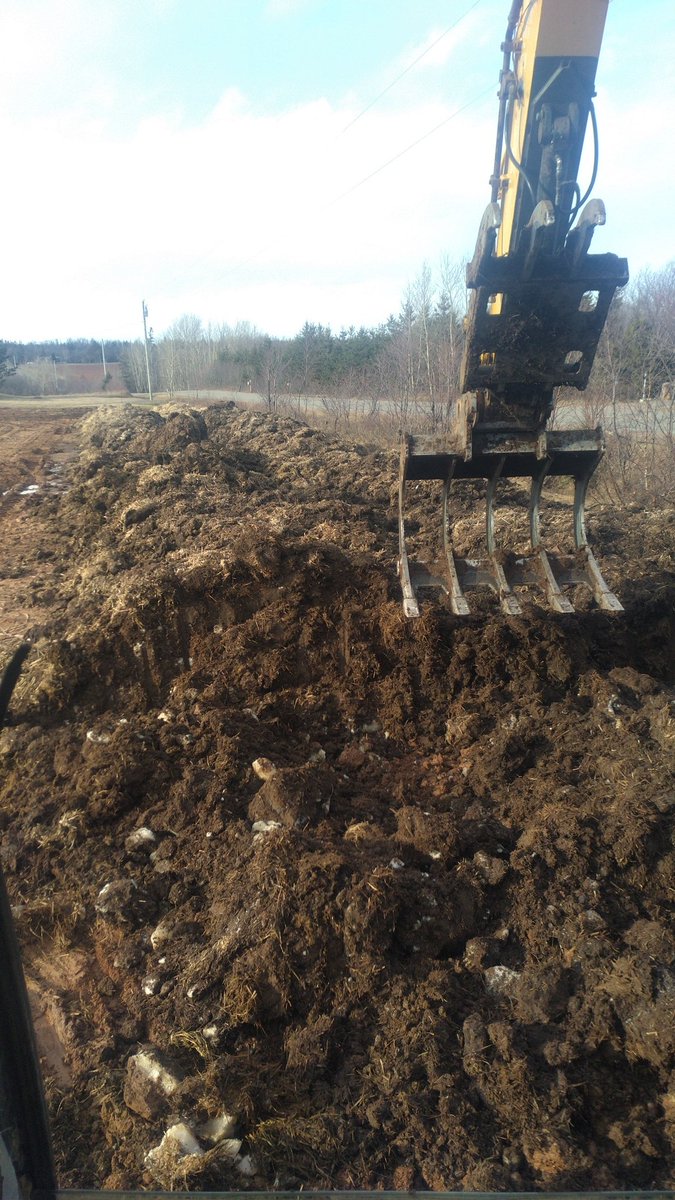 Still at the manure, nice old composted stuff #SoilHealth #PEI
