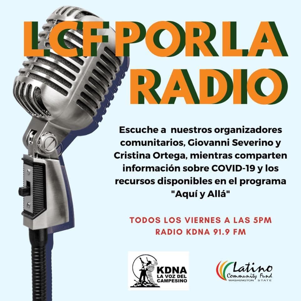 kdna.org/ways-to-listen/ - Escuchen a nuestros organizadores Giovanni Severino y Cristina Ortega hoy Viernes 17 de Abril de 5pm a 6pm. Estarán dando mucha información sobre COVID-19 y los recursos disponibles. También tendrán de invitada a, Monserrat Padilla, coordinadora de WAISN