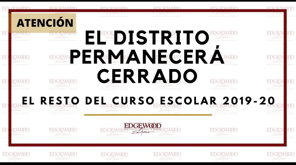 Communicate Early &amp; Often! Although we are closed in accordance with Gov. Abbott’s order, Edgewood ISD schools will continue distancing learning, following the 2019-20 instructional calendar, which ends May 22. Please read our letter and retweet!
#DrH_OnTheEdge
<a href="/EISDofSA/">Edgewood ISD</a>