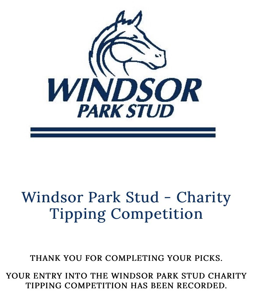 mezzasez's tweet photo. Well thatโs today sorted! Looking forward to @royalrandwick with the added bonus of #WPSTippingComp in the aid of @KidsCanNZ Thanks for the great initiative @WindsorParkStud https://t.co/YnB9GKoeSW