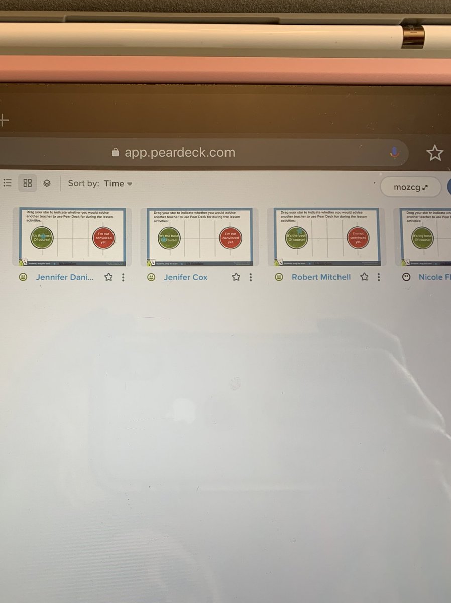 ErinAsamoto's tweet photo. Some @PearDeck training with @jaceysac thanks #MERIT19 for bringing us together! #ytech https://t.co/MlQiIaQtIt