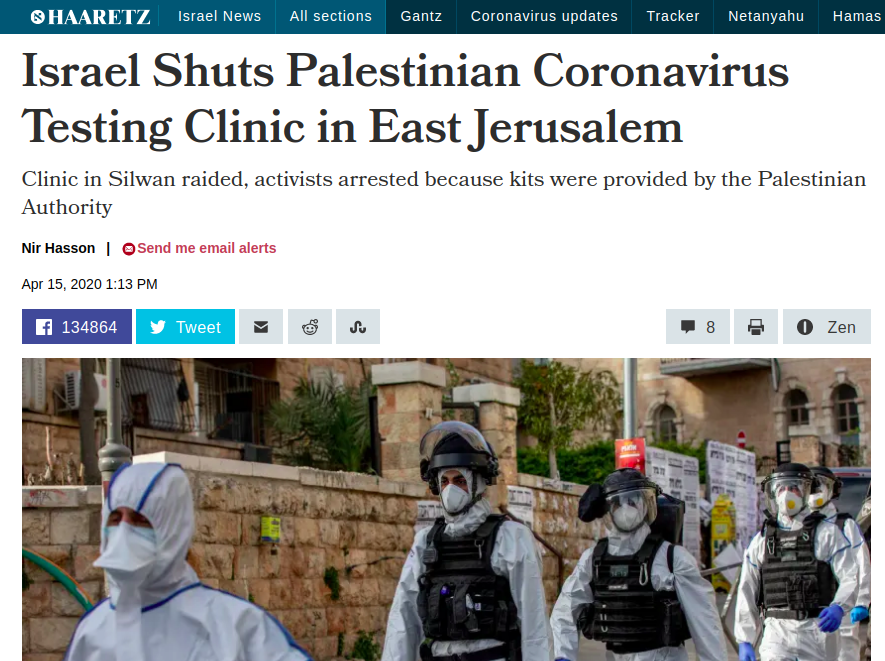#Israel ataca una clínica de pruebas de #Covid_19 
 en Silwan, #Palestina y arresta al personal por trabajar en colaboración con la Autoridad Palestina. Su enemigo no es el virus, son los palestinos. Nada nuevo 

Contra el #ApartheidIsrael, boicot #BDS.

➡️haaretz.com/israel-news/.p…