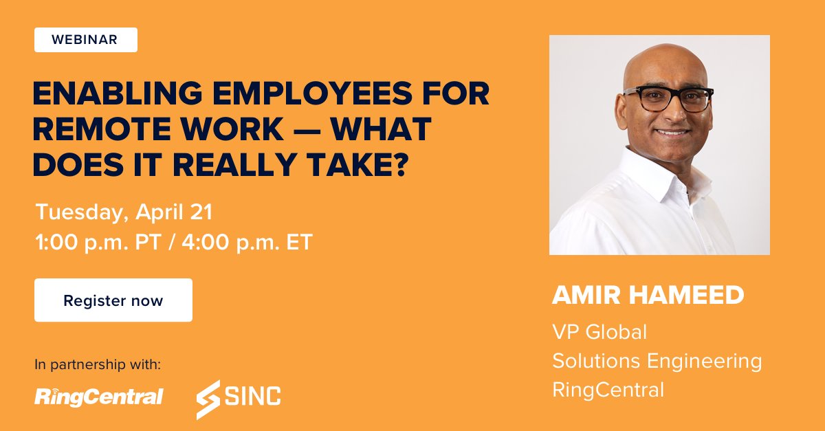 RingCentral's tweet image. #RemoteWork has quickly gone from a trend to a necessity, and the speed of this shift has placed both companies and employees in a challenging position.

Join this #webinar with @amirhameed to learn how to overcome any #WFH challenges you face: ringcentr.al/EnablingRWWebi…