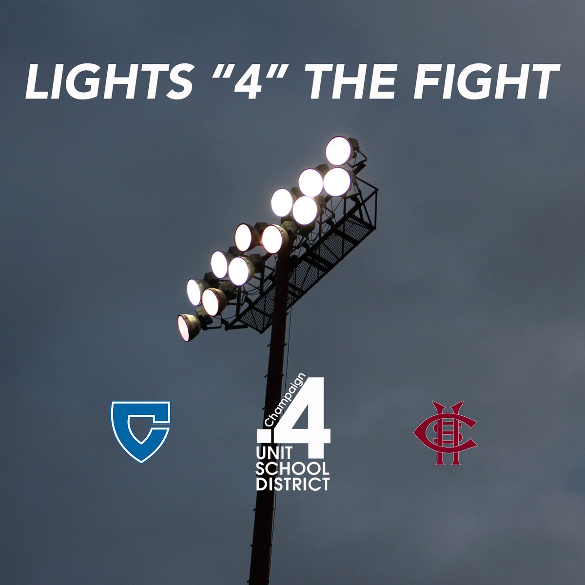 Unit4Schools's tweet photo. Centennial's Tommy Stewart Field, baseball & soccer fields, & Central's Spalding Park will be lit from 8-8:20 p.m. tonight in support of senior student-athletes & healthcare workers. Participate by parking nearby w/ lights on. PLEASE remain inside vehicles. #Unit4Community https://t.co/oAXdIeB40t