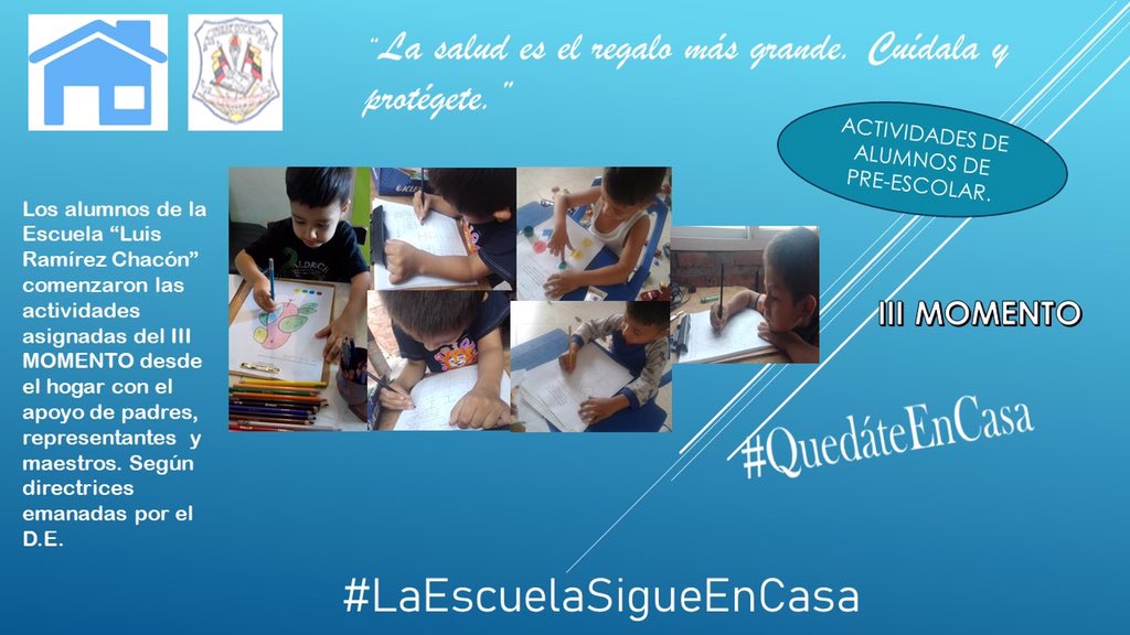 escramirezchaco's tweet photo. #17Abr #LaEscuelaSigueEnCasa #IIIMomento #EnFoto Alumnos de Pre-Escolar también comenzaron sus actividades del III Momento #QuedateEnCasa #LaEscuelaEnCasa @GobiernoTachira @DireDucacionGDT @laidygomezf @mediluis @arriechezorbel https://t.co/UwCc7D5Zfd